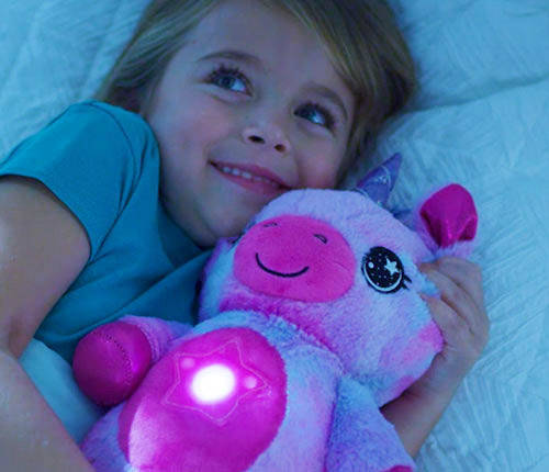 stuffed animal that shines light on ceiling